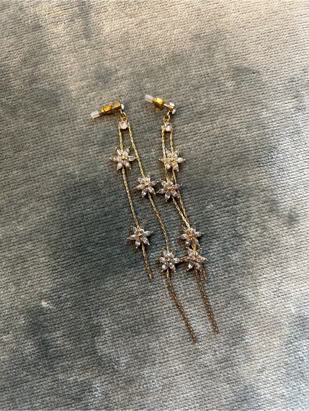 Altar'd State Gold Floral Crystal Drop Earrings